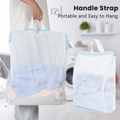 OTraki 12x16 Inch Mesh Laundry Bag 2 Pack Small Lingerie Bags with Handle and Zipper Fine Mesh Bags Delicate Washable Laundry for Home Colleage Travel Don't Drying, Melting 140-176℉, White - size: 12 x 16 inch