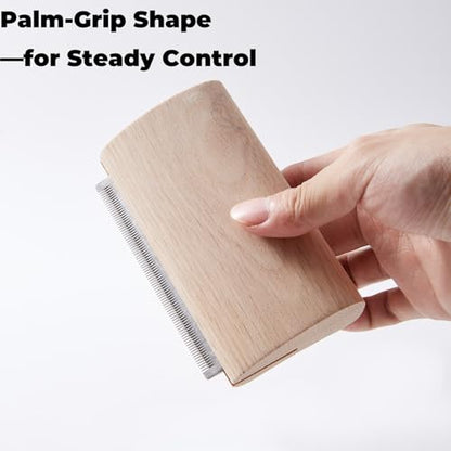 French Bulldog Brush for Shedding, Palm-Grip Wooden Grooming Comb