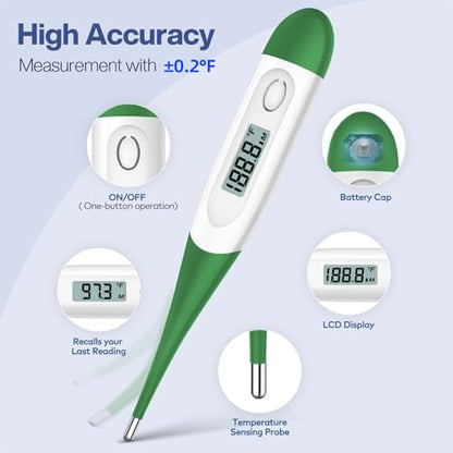 Boncare 10 Seconds Oral Thermometer for Adults and Kids, Dark Green - color: Dark Green
