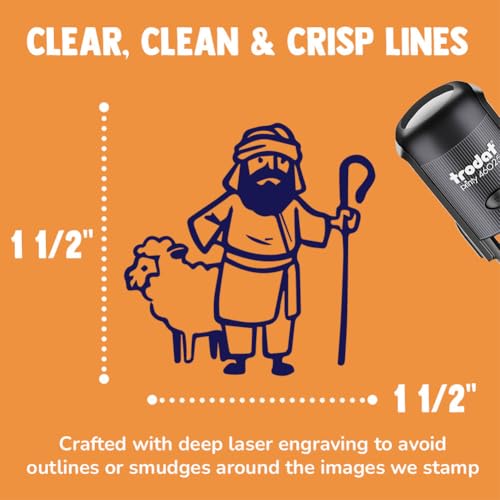 Biblical Shepherd Sheep Staff Crook Self-Inking Rubber Stamp Ink Stamper for Stamping Crafting Planners - 1-1/2 Inch Large - Black Ink - color: Black, size: 1-1/2 Inch Large