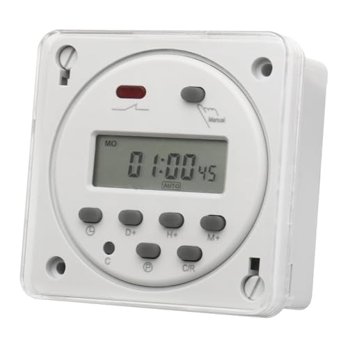 Baomain Time Switch Relay with Waterproof Cover,Digital LCD Programmable Timer,24V DC/AC Input,200-250V 16A Output,28 Programs Daily/Weekly Schedule,CN101A for Lighting and Equipment Control - size: Timer with Cover