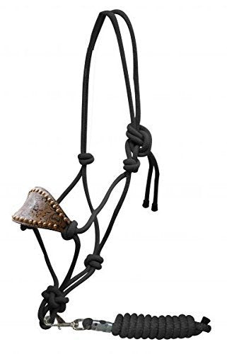 Showman Bronc Style Nylon Rope Halter w/Filigree Print Noseband - color: Brown