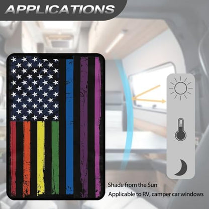 Colourful American Flag Print RV Door Windows Shade Universal Travel Trailer Sun Shade 17.3"x 26" Inches RV Entry Door Window Shade RV Blackout Shades Sunproof Keep Car Cool - color: Colourful American Flag