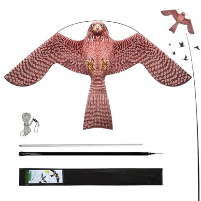 Bird Scarer Kite with 13ft Pole Bird Hawk Flying Kite-Style A | Hawk Deterrents for Farms, Patios and Docks | Keeps Birds, Geese and Seagulls Away | Covers 2150-5380 sq.ft - color: style A with 4m pole