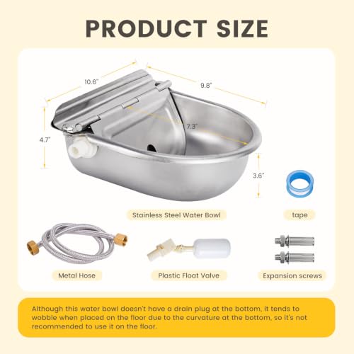 Automatic Dog Water Bowl Dispenser 304 Stainless Steel Dog Waterer - color: Standard without Drain Plug