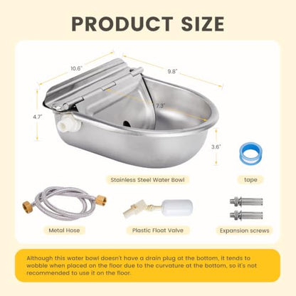 Automatic Dog Water Bowl Dispenser 304 Stainless Steel Dog Waterer - color: Standard without Drain Plug