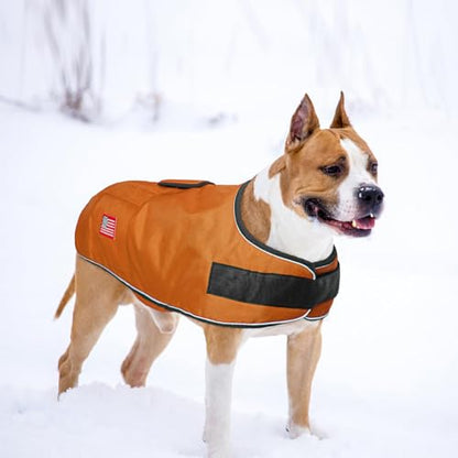 BEAUTYZOO Dog Winter Coat for X-Large Dogs, Waterproof Canvas Jackets - color: Khaki, size: XL(Chest Girth 34"-45", Back 24", Neck 24"-29")