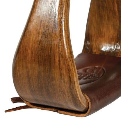 Professional's Choice Wood Horse Riding Stirrups | Leather Tread, Stainless Steel Hardware, Smoothed Edges, Glossy Western Finish - color: Medium Wood, size: 3"