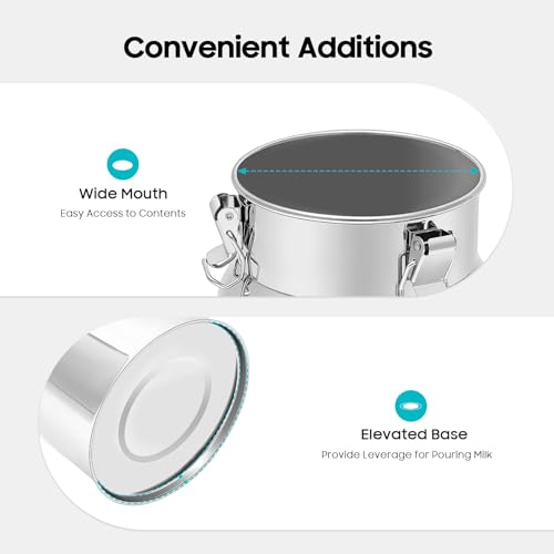 1.32Gal 201Stainless Steel Containers with Lids& Locking Clamp, Airtight Stainless Steel Bucket Bin, Food Storage Containers for Kitchen, Bird Seed, Dog Food, Milk, Honey