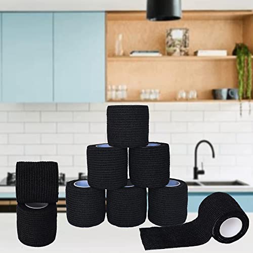 2 Inches Self Adhesive Bandage Wrap Cohesive Wrap, 9 Pack, Black - color: Black, size: 2 Inch