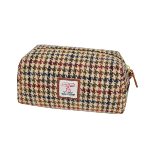 TAILORMAP Harris Tweed Wool Cosmetic Bag, Large Capacity Scottish Tartan Handmade Makeup Organizer, Stain-Resistant Travel Toiletry Pouch for Women （No.614） - color: No.614