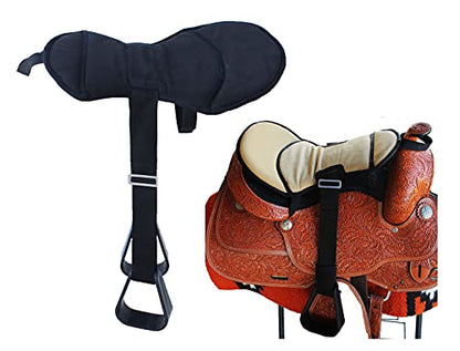 CHALLENGER Horse Western Saddle Youth Neoprene Padded Seat Buddy Stirrups - color: Black, size: Youth-Small
