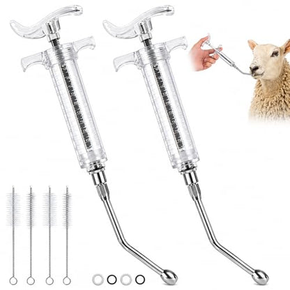 2 Pack Reusable Goat Drench Syringe, 20 mL Drench Gun for Goats - style: 20ml
