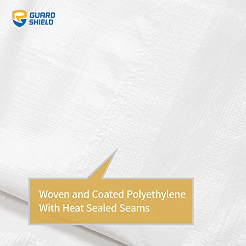 GUARD SHIELD Tarps Heavy Duty Waterproof 12x12 Feet White Poly Tarp Cover Square Outdoor Thick UV Resistant Tarpaulin with Grommets 10mil (2-Pack) - color: White, size: 12x12 (2-Pack)