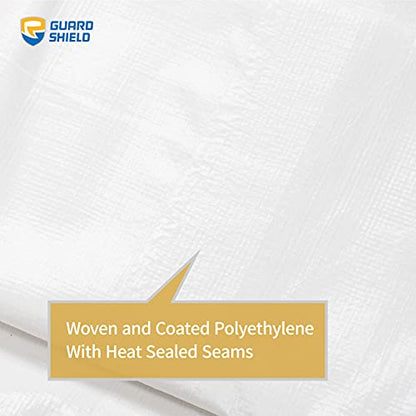 GUARD SHIELD Tarps Heavy Duty Waterproof 12x12 Feet White Poly Tarp Cover Square Outdoor Thick UV Resistant Tarpaulin with Grommets 10mil (2-Pack) - color: White, size: 12x12 (2-Pack)