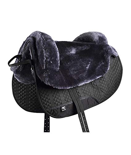 Engel Sheepskin Lined Bareback Pad - Western - color: black charcoal