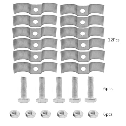 6 Set Double Pipe Clamp, Dog Kennel Clamps, Metal Fence Clips Parts, Stainless Steel Heavy Duty Chain Link Fence Panel Clamp for 28mm Round Pipe Panel Frame, Saddle Clamps with Bolts and Nuts - size: 28mm