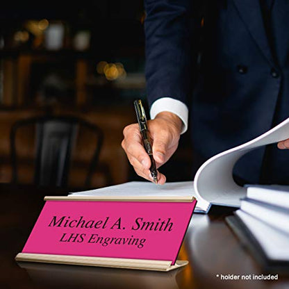 Custom Engraved Office Door Name Plate & Desk Signs, Pink, 2x4 - color: B12 - Pink & Black Lettering, size: 2in x 4in (5.1cm x 10.1cm)