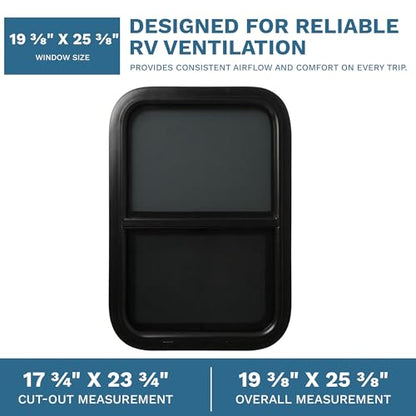 ProCamp RV Window 18x24 | Vertical Slider, Screen & Trim Ring
