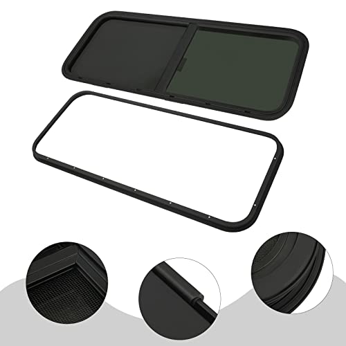 Vertical Sliding Black RV Window for Teardrop, Cargo, Horse Trailer, Marine Camper Window Replacement,22" Wide x 42" Tall (42"x22") - size: 42"x22"