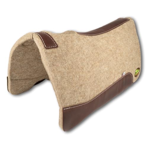 The Montana 100% Extra Fine Wool Made in the USA Saddle Pad by Southwestern 3/4" or 1" Thick and Designer Wear Leather - color: Natural Leathers, size: 32" x 32": 3/4" Inch Thick