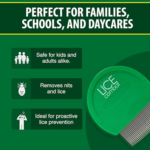 Lice Combs| Head Lice Professional Metal Set of 2 for Long & Short Hair | Efficient Lice and Nit Removal | Easy to Use. FREE MAGNIFYING GLASS INCLUDED