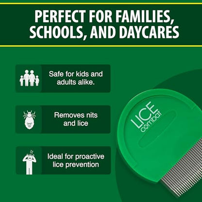 Lice Combs| Head Lice Professional Metal Set of 2 for Long & Short Hair | Efficient Lice and Nit Removal | Easy to Use. FREE MAGNIFYING GLASS INCLUDED
