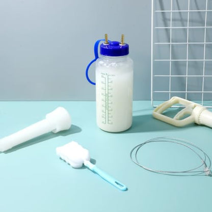 Abaodam Cow Milking Machine Portable Manual Milker Hand Pump for Cattle Sheep and Goats Food Grade Teat Cup Kit with 1000Ml Bottle for Farm and Dairy Use