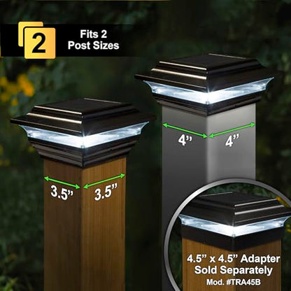 Classy Caps 4x4 Imperial Solar Post Cap - Fits 3.5"x3.5" and 4"x4" Deck & Fence Posts - Black Cast Aluminum - Warm and Cool Light Modes