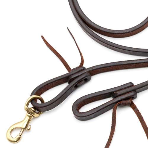 Jeffers Equine LuxeLeather Heavy Oiled Western Leather Horse Reins – Split, Laced & Roping Styles with Tie or Snap Ends for Riding & Training - size: 5/8" x 8'