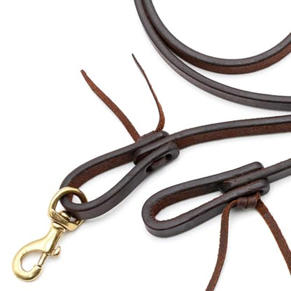 Jeffers Equine LuxeLeather Heavy Oiled Western Leather Horse Reins – Split, Laced & Roping Styles with Tie or Snap Ends for Riding & Training - size: 5/8" x 8'