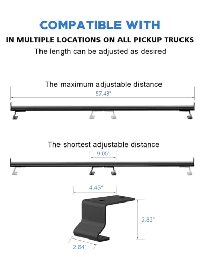 500lbs Universal Roof Ladder Rack 57" for Van & Pickup Truck Cap & Topper - size: Fit for Pickup Truck Cap & Topper