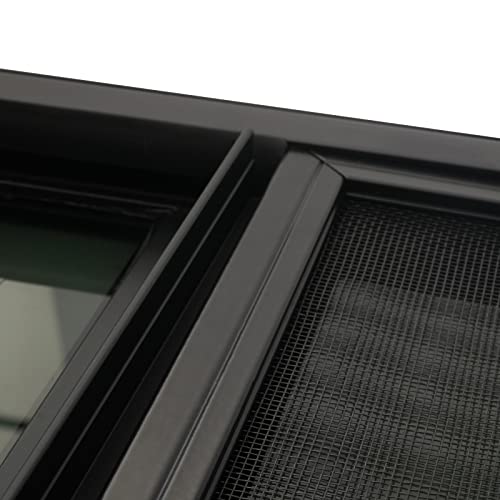 Teardrop Horizontal Sliding RV Window, Tempered Black Glass RV Window with Screen Window, 24" W x 20" H - size: 24" W x 20" H