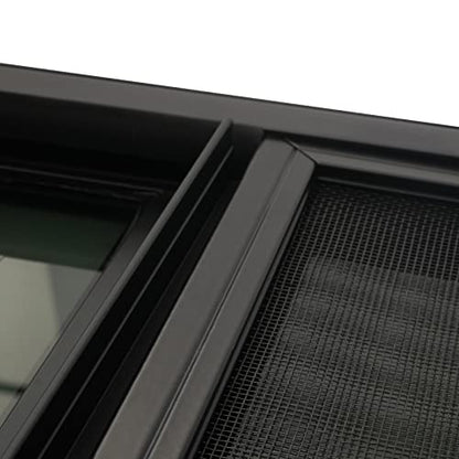 Teardrop Horizontal Sliding RV Window, Tempered Black Glass RV Window with Screen Window, 24" W x 20" H - size: 24" W x 20" H