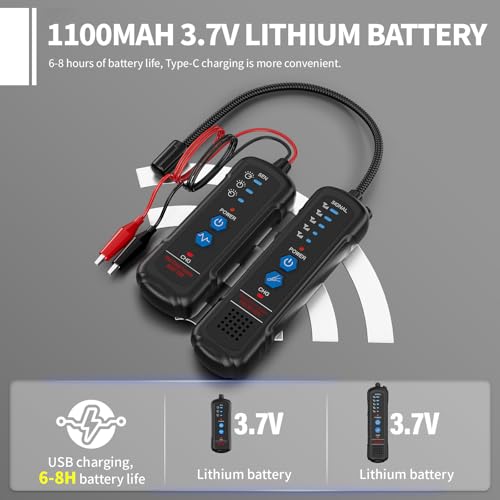Underground Wire Locator & Cable Tracer - Detect Buried Wires, Power Cables, Telephone Lines, Dog Fence Wires up to 6.5ft Deep, with Adjustable Sensitivity, Headphones & Rechargeable Battery