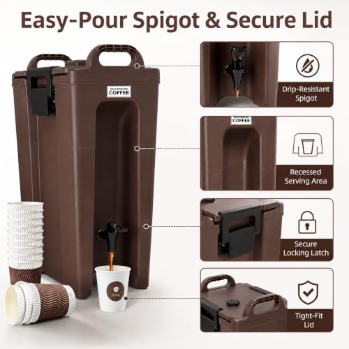 YUANHAO 5 Gallon Insulated Beverage Dispenser with Spigot - size: 5 GAL