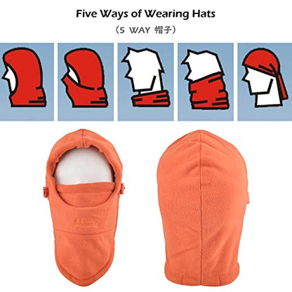 TRIWONDER Kids Winter Hats Balaclava Ski Mask for Boys Girls Toddlers Windproof Adjustable Cold Weather Face Mask Neck Warmer - color: Orange