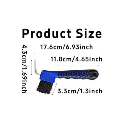 Blue Horse Hoof Pick Brush, Soft Grip Handle with Stiff Bristles for Effective Hoof Cleaning Portable Grooming Tool - color: Blue
