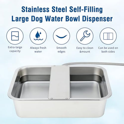 BWOGUE 3 Gal Automatic Dog Water Dispenser, Stainless Steel Bowl for Dogs - size: 3 Gal