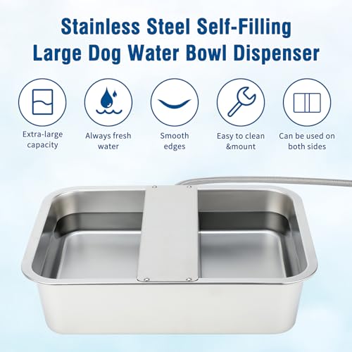 BWOGUE 5 Gal Automatic Dog Water Dispenser, Stainless Steel Bowl for Dogs - size: 5 Gal