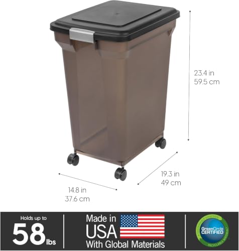 IRIS USA Dog Food Storage Container, Up to 58 lbs, Smoke Black, Made in USA - color: Smoke, size: 58 lbs