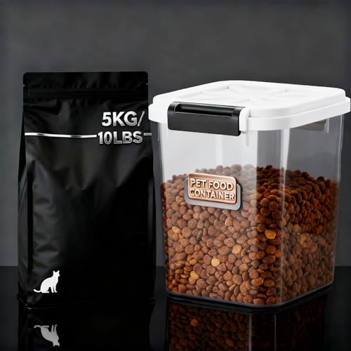 LivLab Mker 6 lb Airtight Dog Food Storage Container with Scoop, White - color: 5KG-White