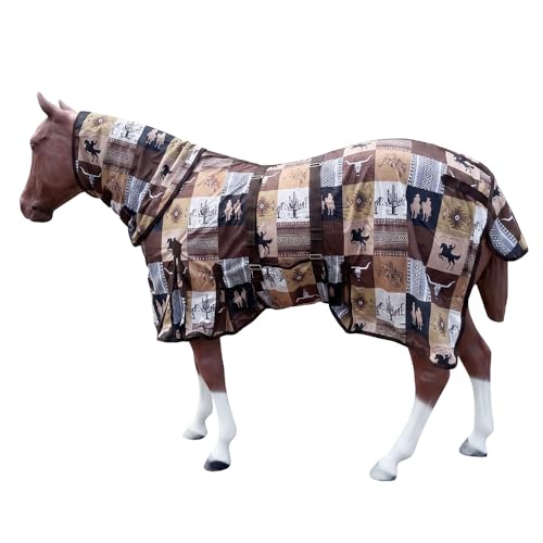 HILASON Horse Fly Sheet Breathable Mesh UV Protection Mosquito Bug Summer - color: Brown Cowboy Print, size: 66 In