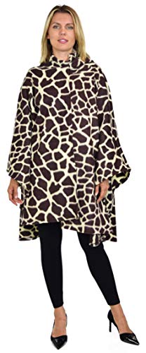 Dare2BStylish Women Poncho Style Fleece Cover Up with Muffler - color: Giraffe