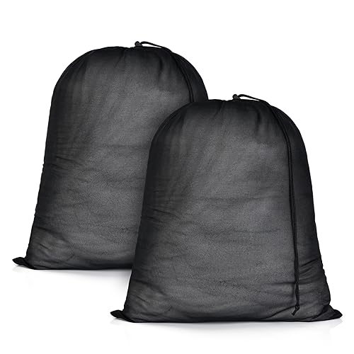 OTraki 20x24 inch Mesh Laundry Bags 2 Pack Fine Mesh Heavy Duty Drawstring Bag Washable Medium Toy Sack Washing Bag for Home Dorm Hotel Camp Beach Travel Storage Don't Drying, Melting 140-176℉ Black - size: 20 x 24 inch