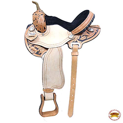 HILASON Western Horse Saddle American Leather Flex Trail Barrel Black | for Horses - size: 17 In