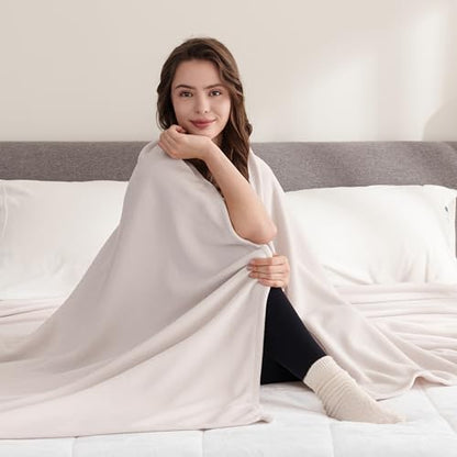 Berkshire Blanket Microfleece Twin Size Bed Blanket Macadamia,Lightweight Soft Breathable Plush Micro Fleece Blanket for Bed Couch Sofa,60x92 Inches - color: Macadamia, size: Twin/Twin XL