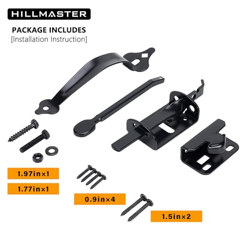 HILLMASTER Thumb Gate Latch for Wooden Fence,Self Locking Thumb Latches Fence Latch with 9in Gate Handle,Heavy Duty Door Latch Gate Hardware Kit for Outdoor Garden,Metal Gate,Vinyl Fence,Black Finish