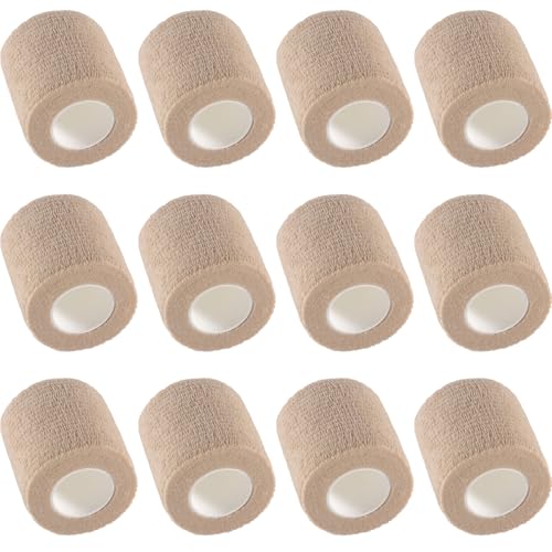 IndigoCase 12 Pack Self Adhesive Bandage Wrap 2 Inch x 5 yd Elastic Tape - color: Skin, size: 2 Inch - 12 Pack