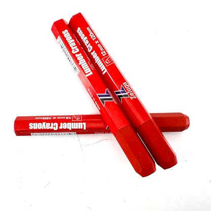Zeluga 4.7in. x 0.47in. Hex Shape Industrial Lumber Marking Crayons for Clear and Permanent Markings, Red 12 Pack - color: Red, size: 1 Count (Pack of 12)